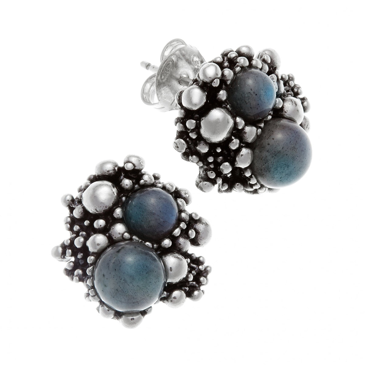 Giovanni Raspini Milky Way Small Earrings in Sterling Silver and Labradorite