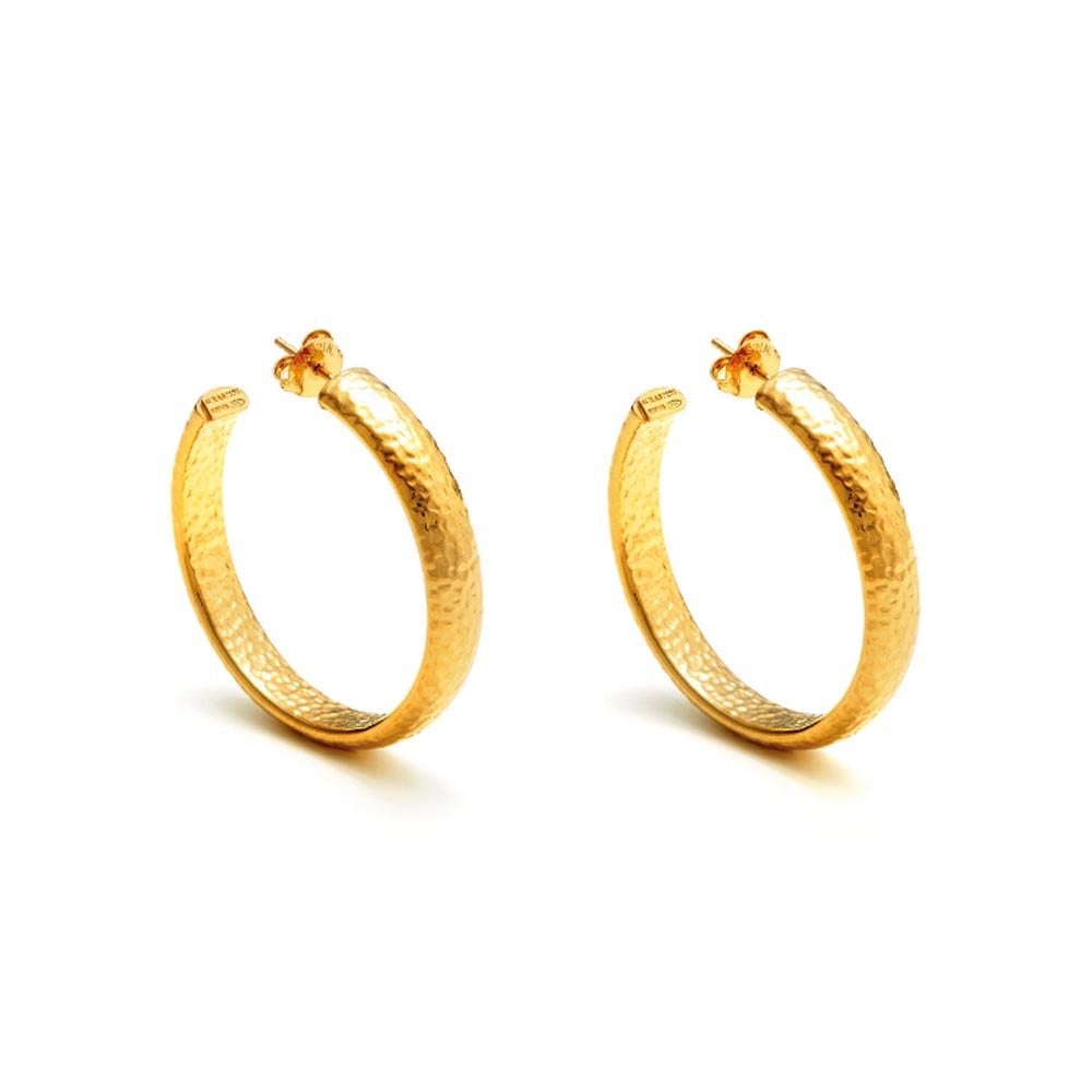 Giovanni Raspini Moon Rock Big Hoop Earrings in Gold-Plated Sterling Silver
