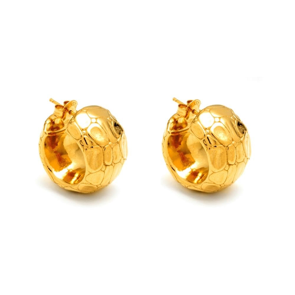 Giovanni Raspini Moon Crocodile Hoop Earrings in gold-plated Sterling Silver