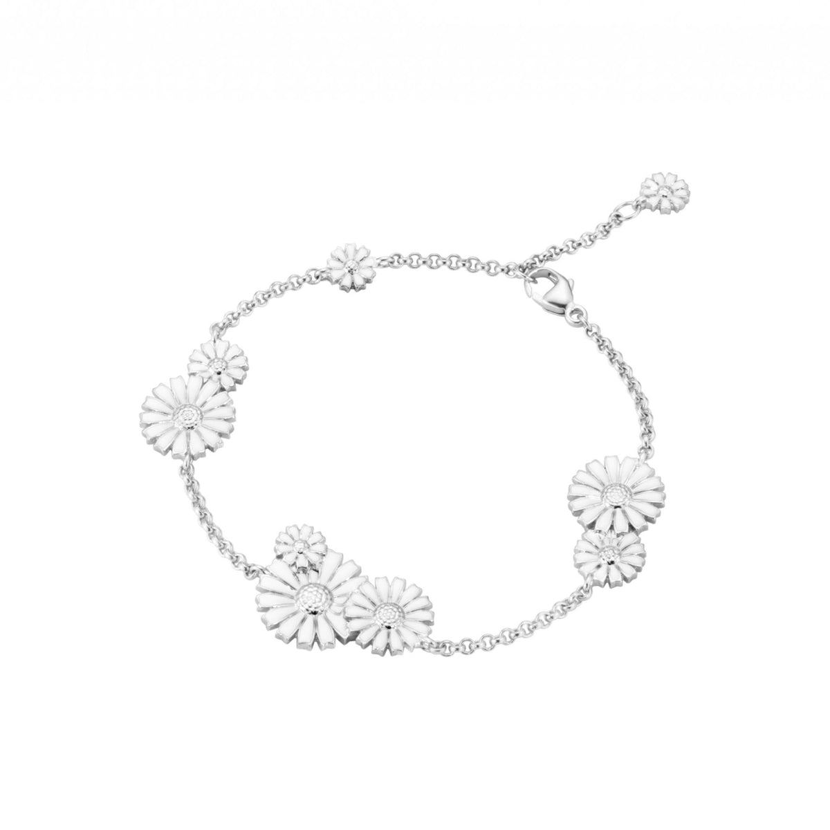 Daisy Bracelet Sterling Silver, White Enamel