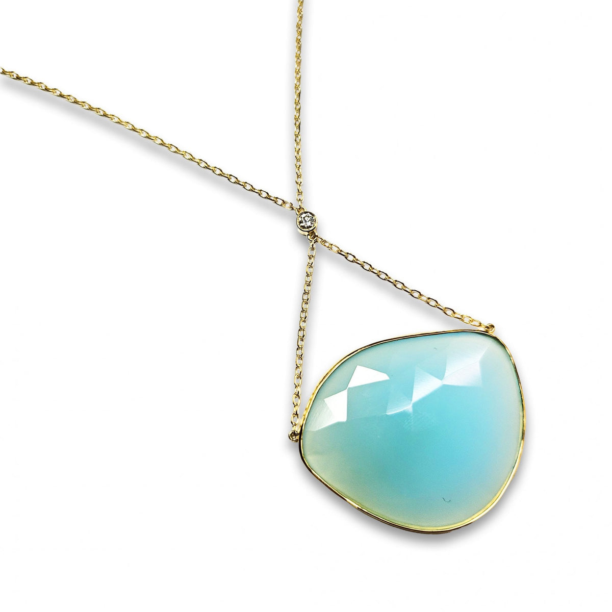 18ct Yellow Gold Aquamarine and Diamond Pendant