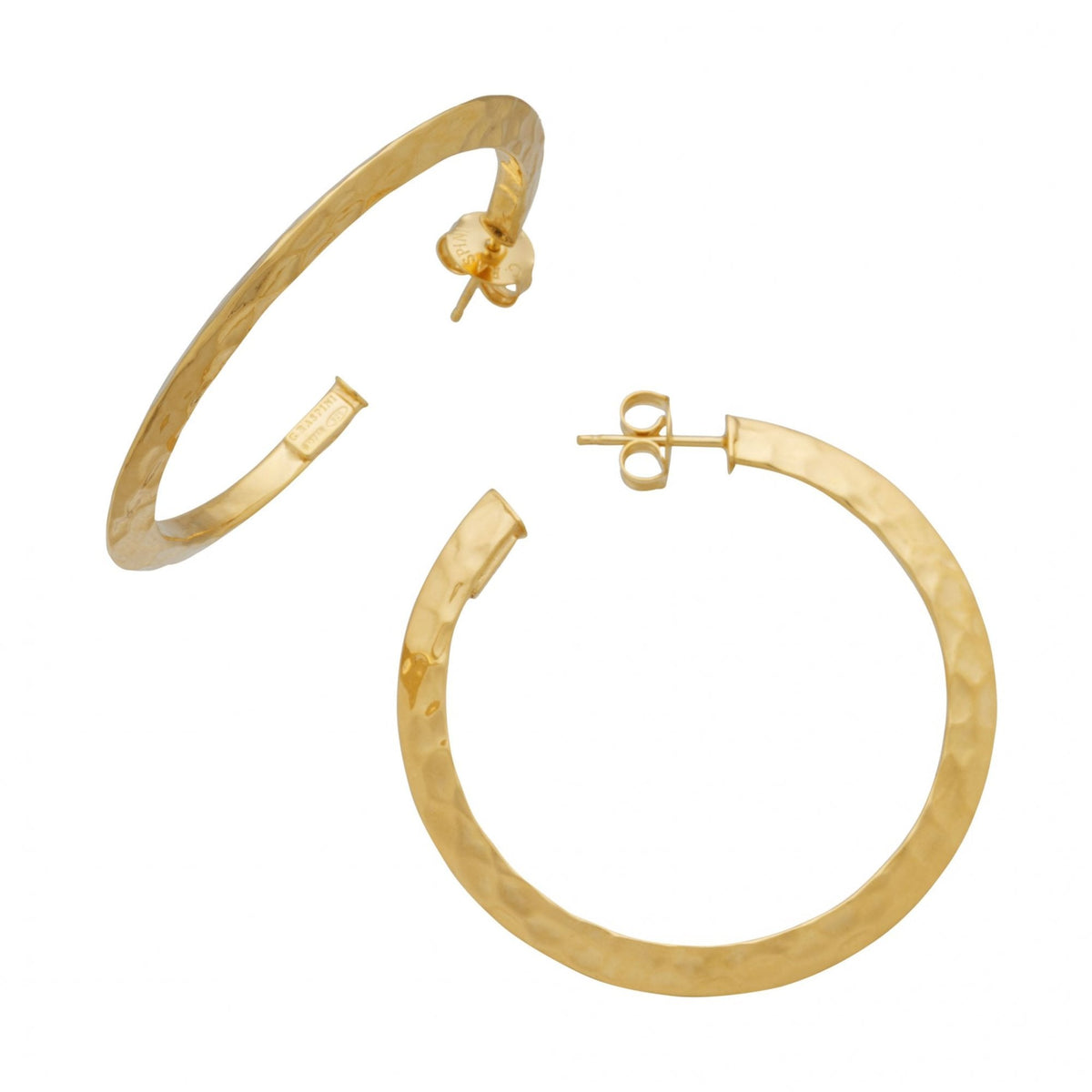 Blade Light Big Hoop Earrings, Gold Plated Silver