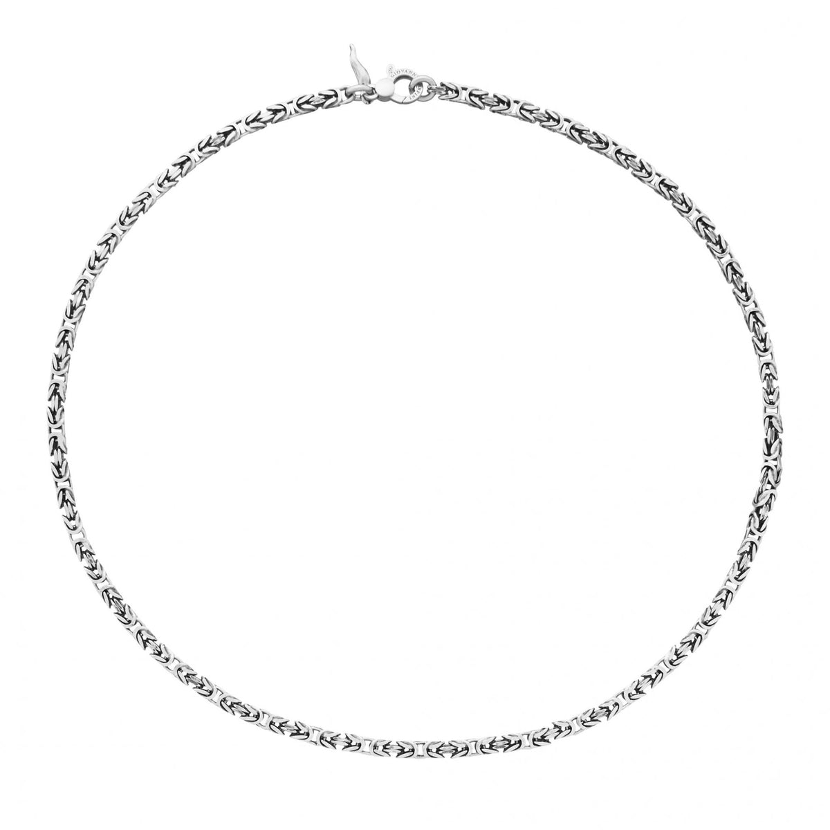 Square Byzantine Chain Small Necklace, Silver