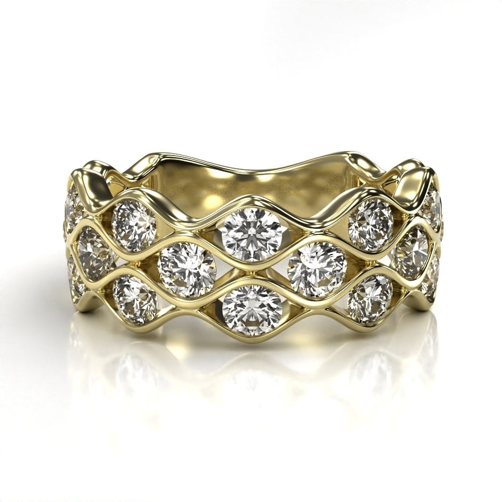 18ct Yellow Gold Diamond Wave Ring