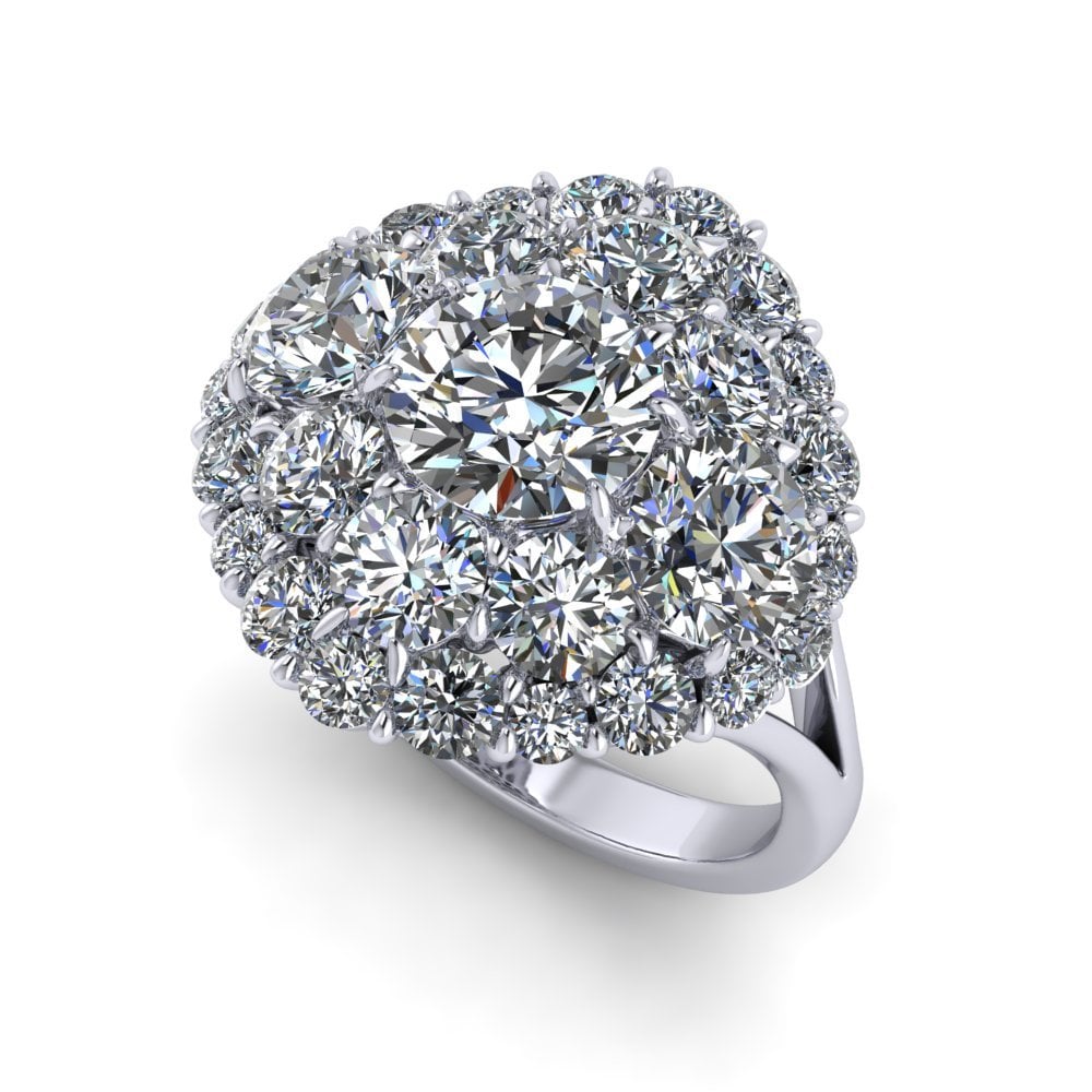 Platinum and Lab Grown Diamond Set Cluster Ring