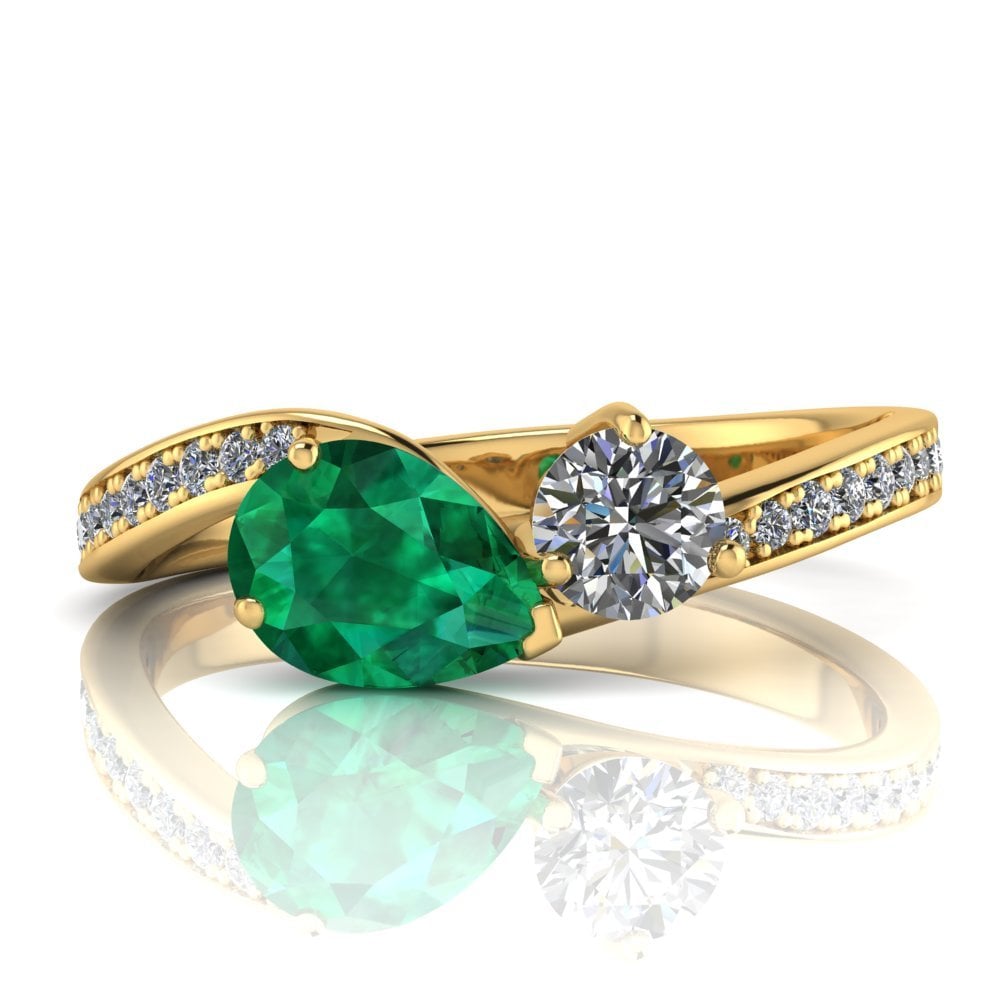 18ct Yellow Gold Emerald Diamond Ring