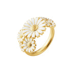 Daisy Layered Ring 18ct Gold Plated Sterling Silver, White Enamel