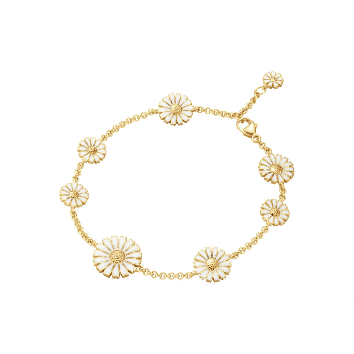 Daisy Bracelet 18ct Gold Plated Sterling Silver, White Enamel