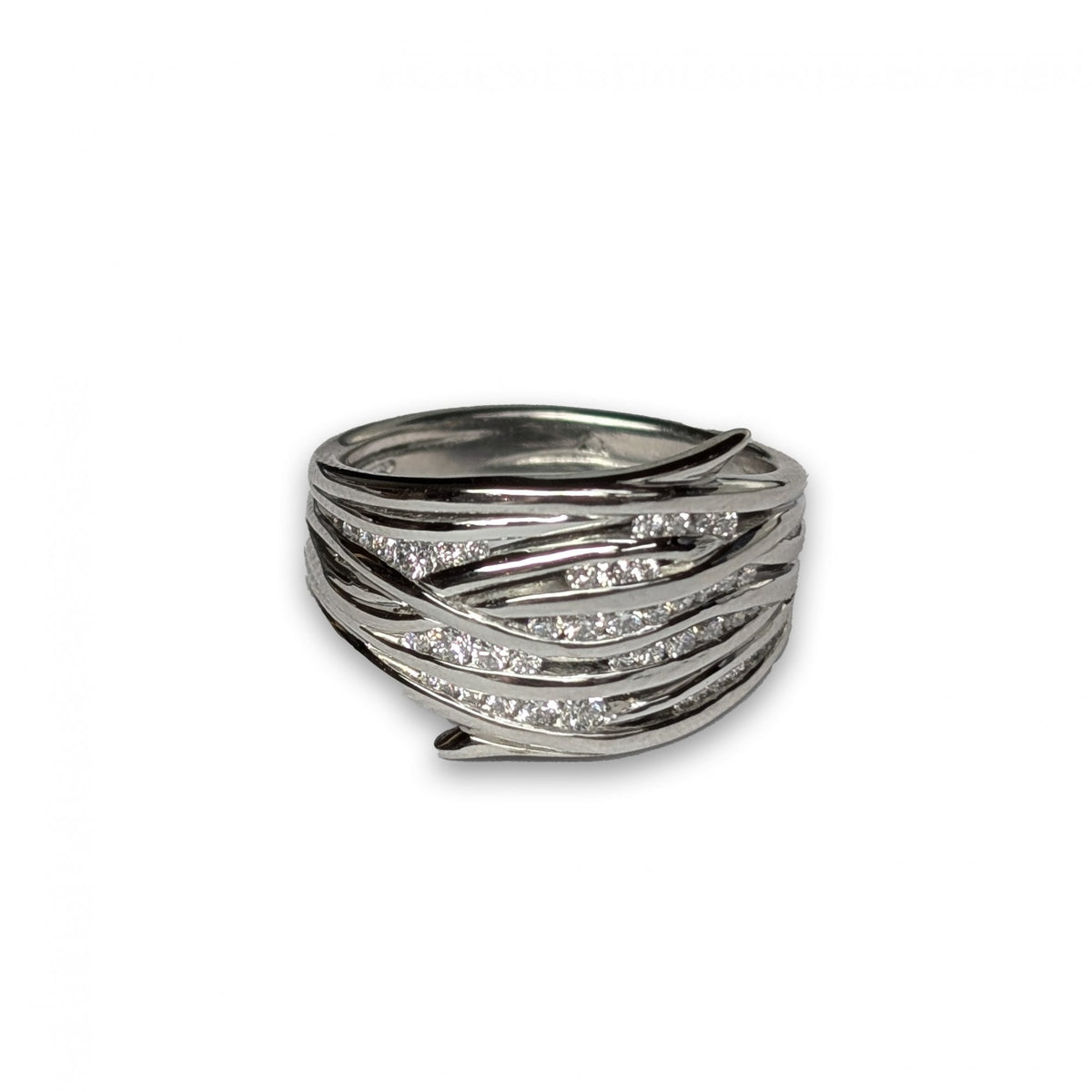 Platinum Intertwined Diamond Channel Set Ring