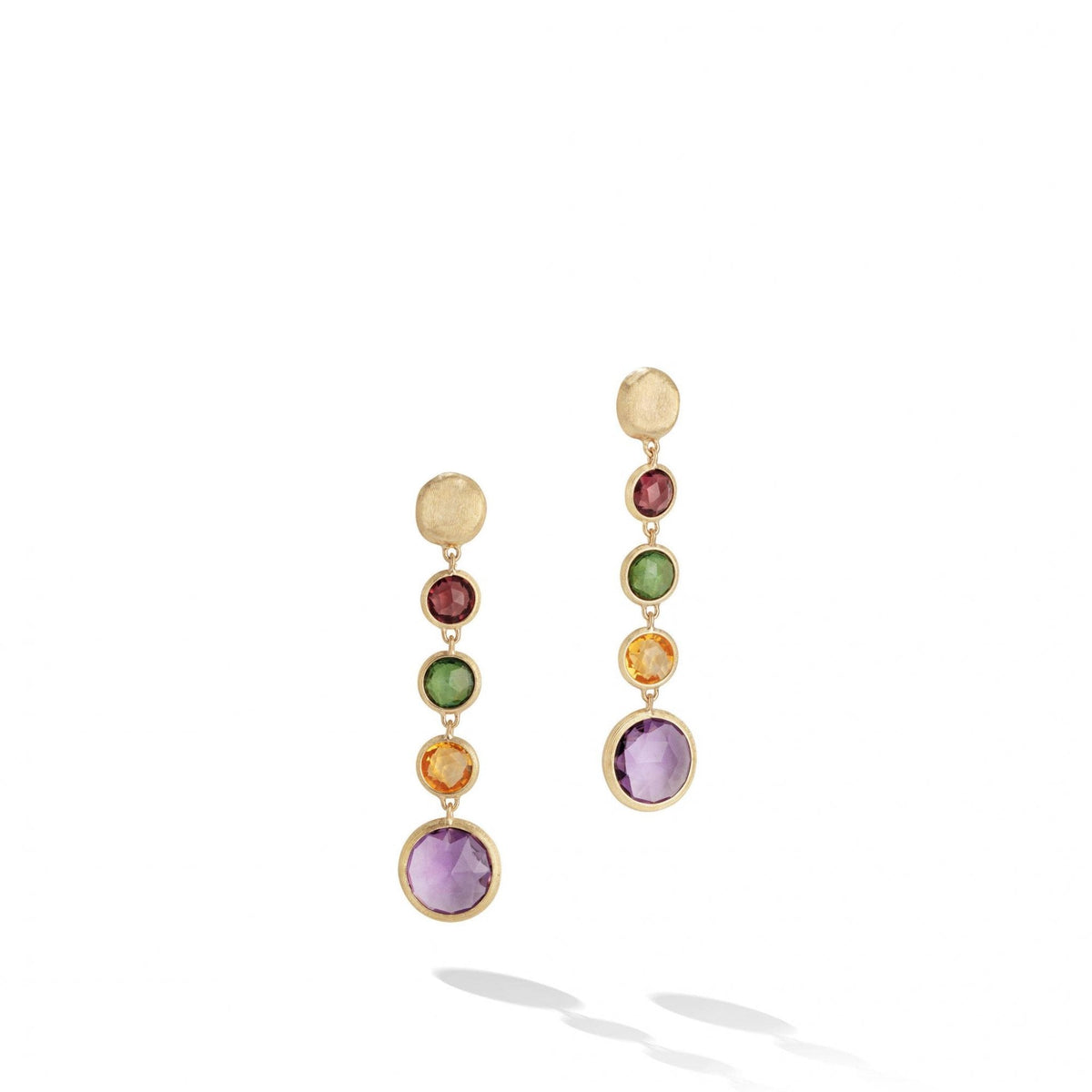 18ct Yellow Gold Jaipur Colour Multicoloured drop earrings