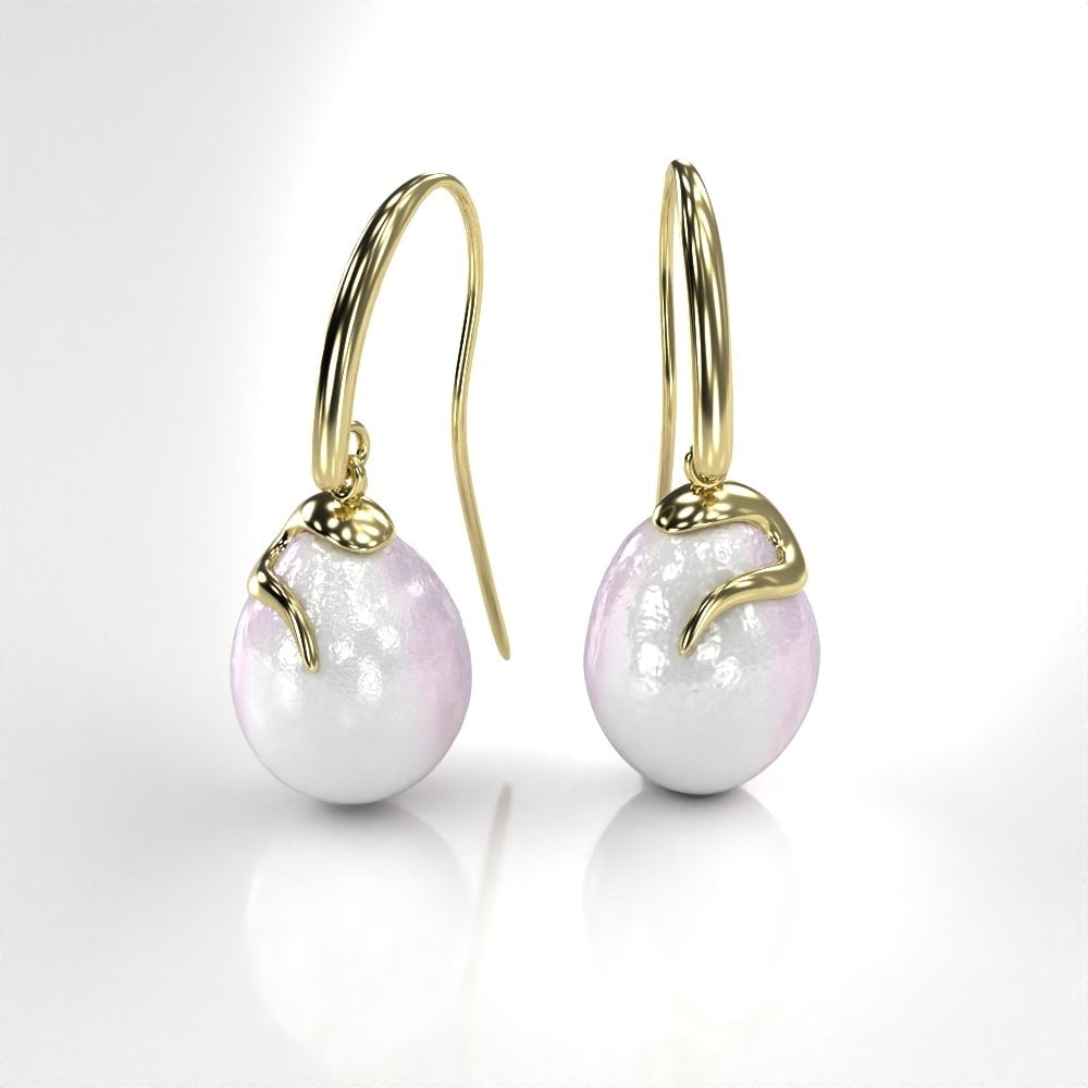 18ct Yellow Gold Baroque Pearl Drop Earrings