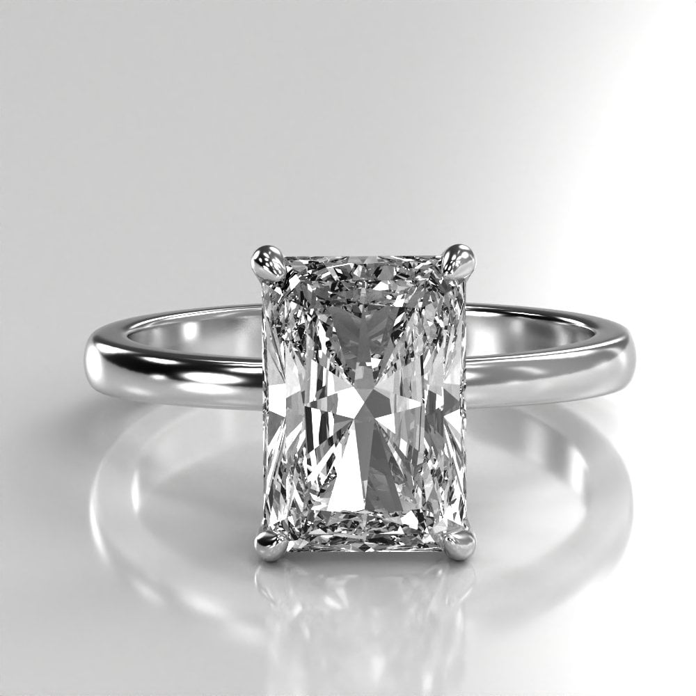 Platinum Lab- Grown Radiant Cut Diamond Engagement Ring with Hidden Halo