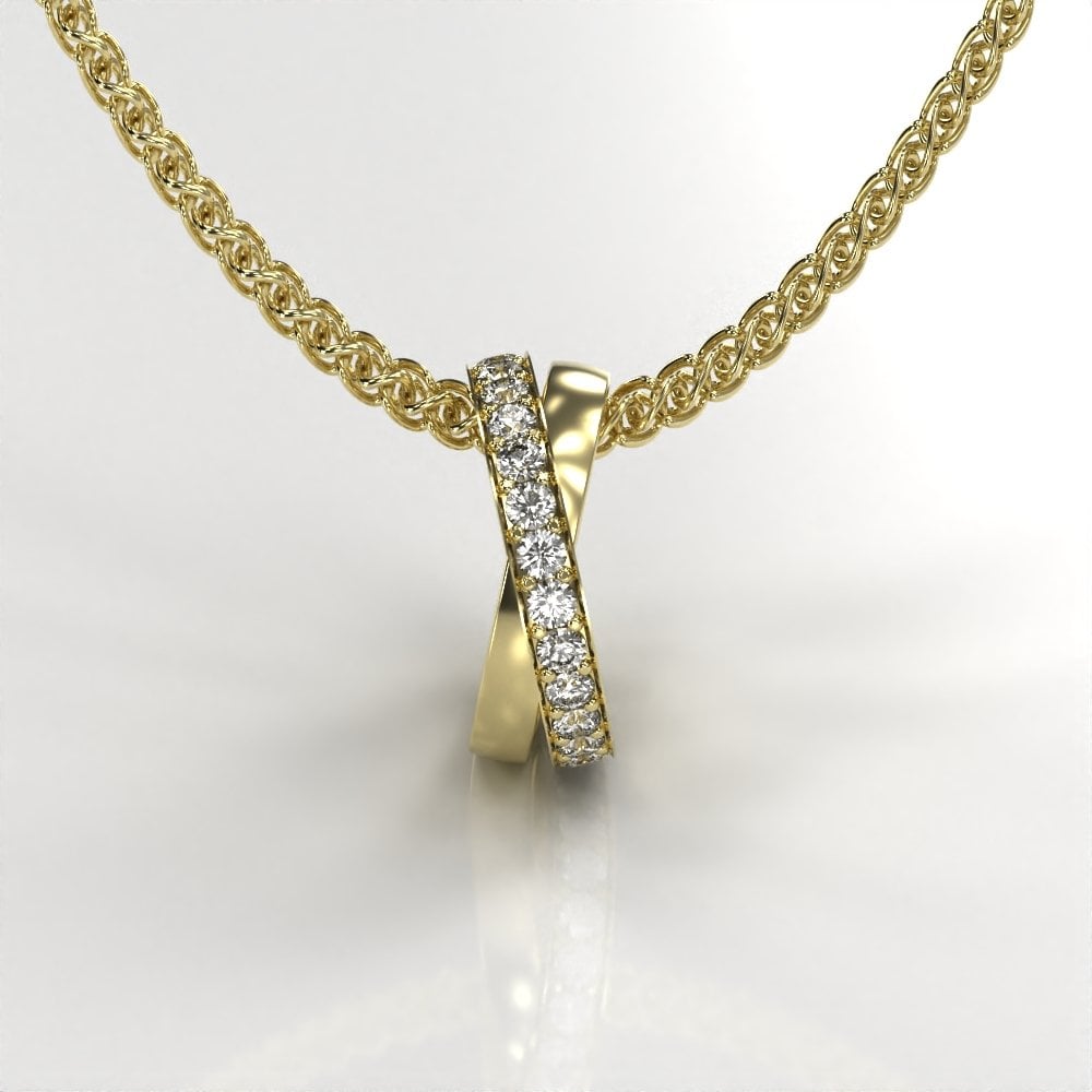 18ct Yellow Gold Crossover Style Diamond Pendant