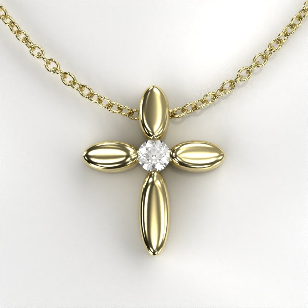 18ct Yellow Gold Diamond Set Cross