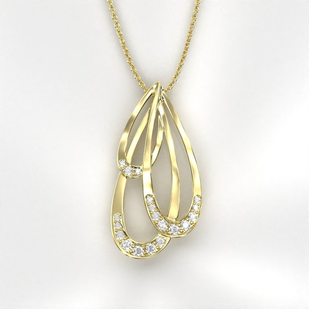 18ct Yellow Gold Triple Teardrop Diamond Pendant