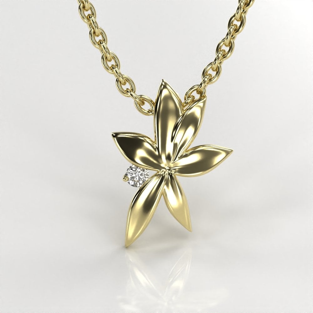 18ct Yellow Gold Petal Diamond Pendant