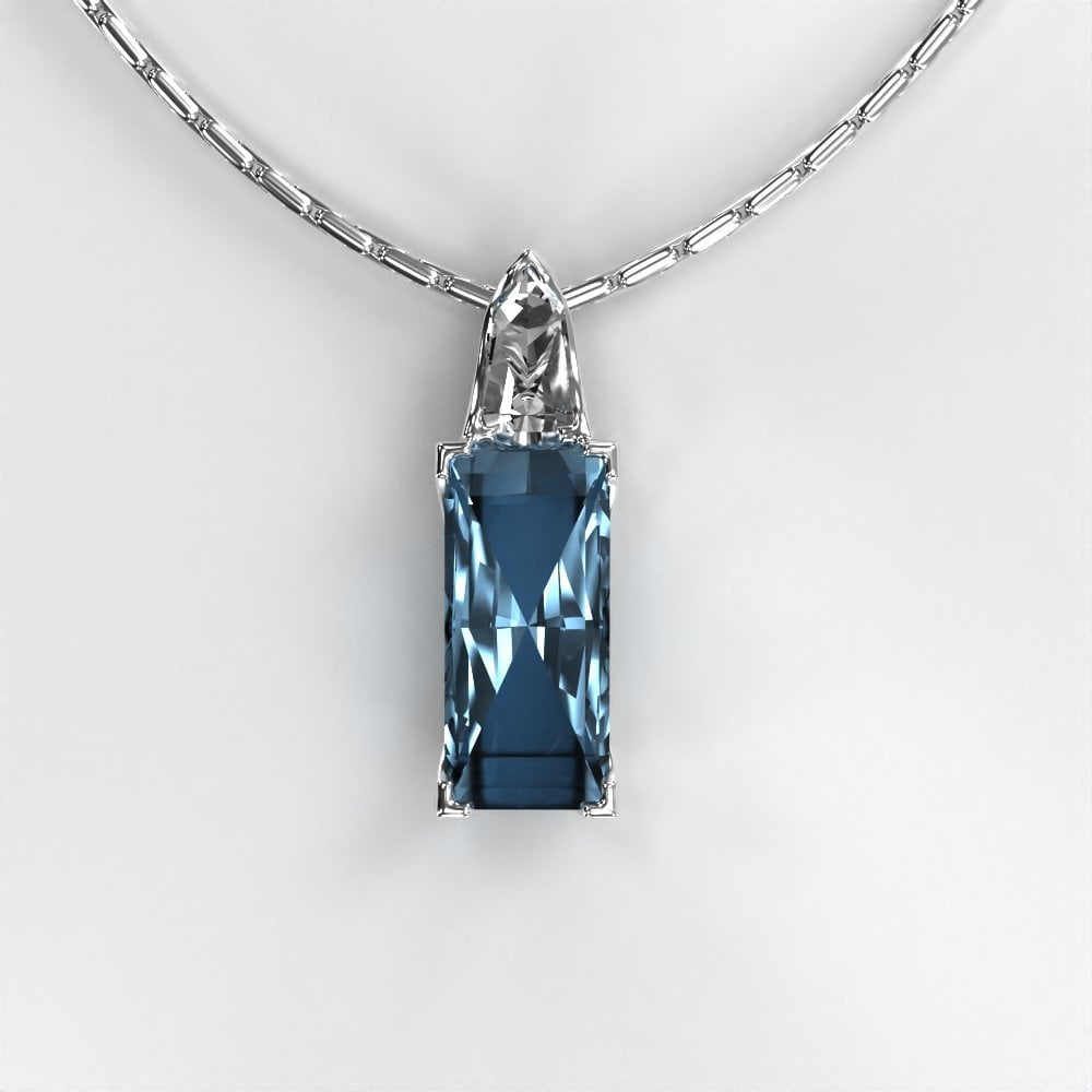 18ct White Gold Aquamarine and Diamond Pendant