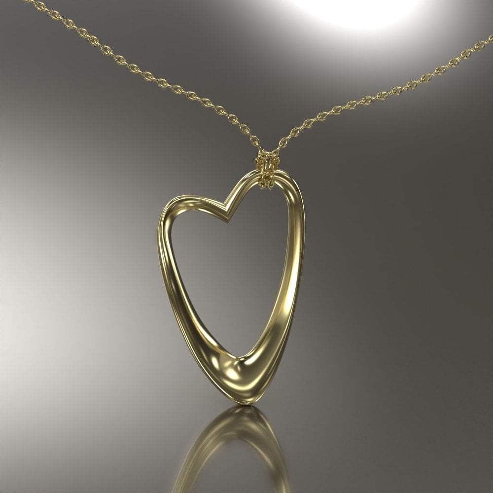 18ct Yellow Gold Open Heart Large Pendant
