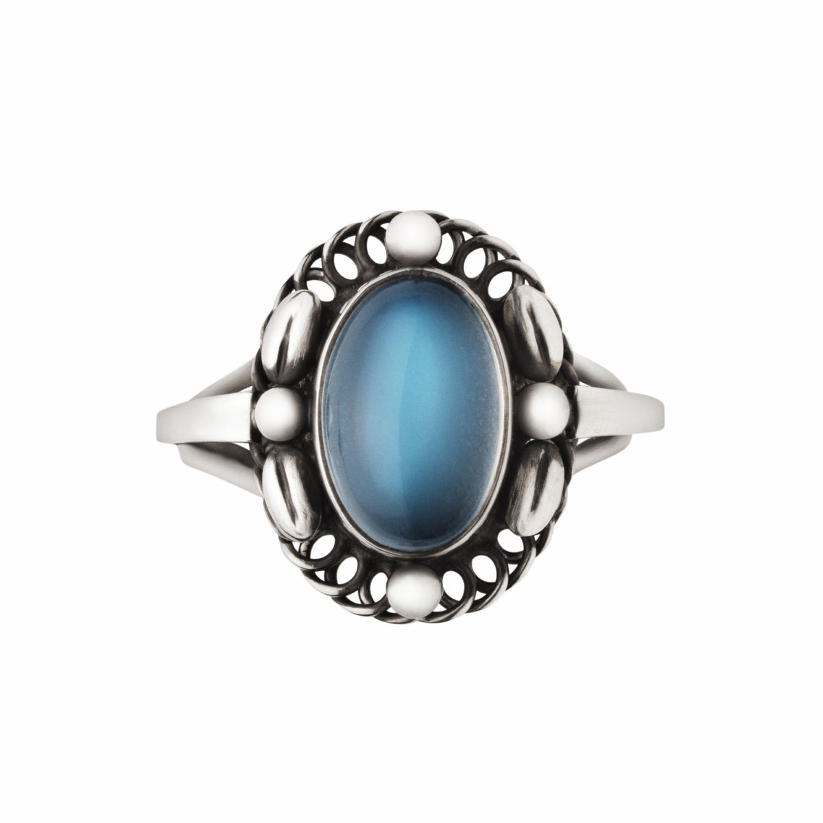 Moonlight Blossom Ring Sterling Silver, Blue Moonstone