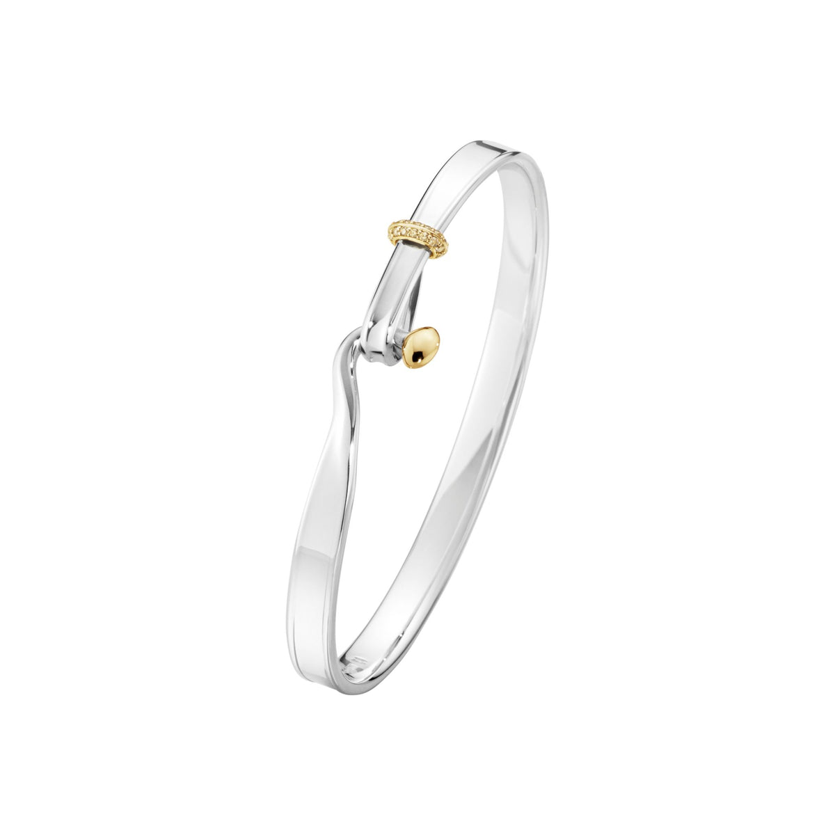 Sterling Silver 18ct Yellow Gold Torun Champagne Diamond Set Bangle