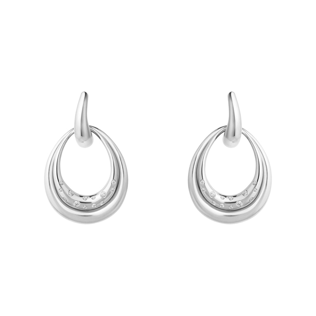 Offspring Medium Diamond Set Earrings in Sterling Silver