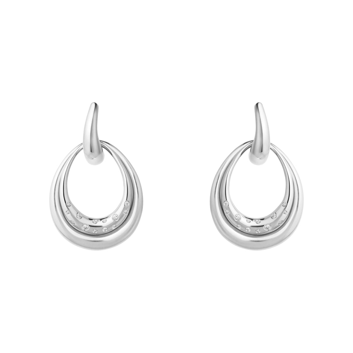 Offspring Medium Diamond Set Earrings in Sterling Silver