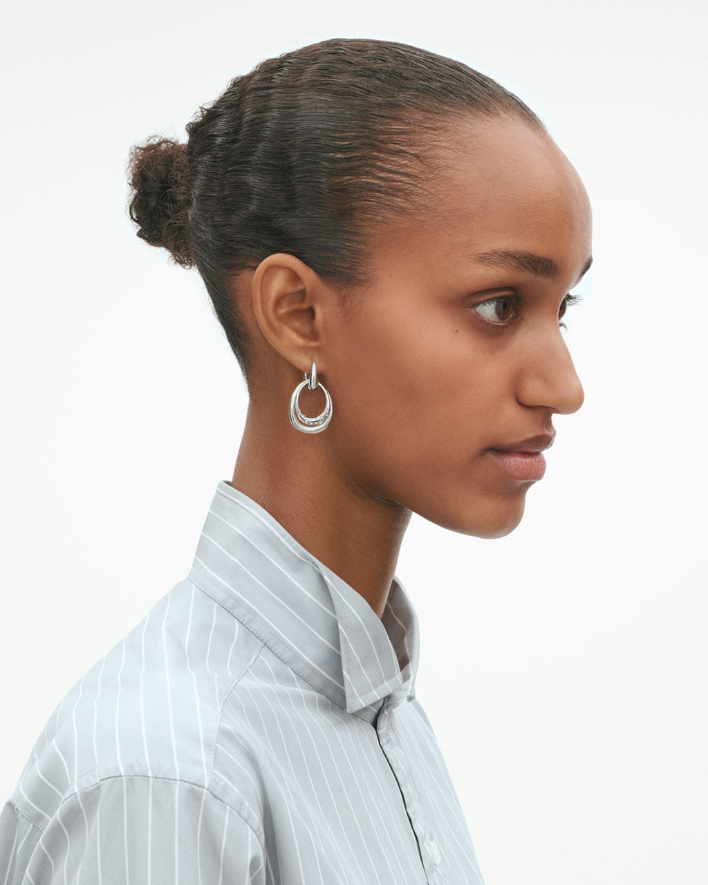 Offspring Medium Diamond Set Earrings in Sterling Silver