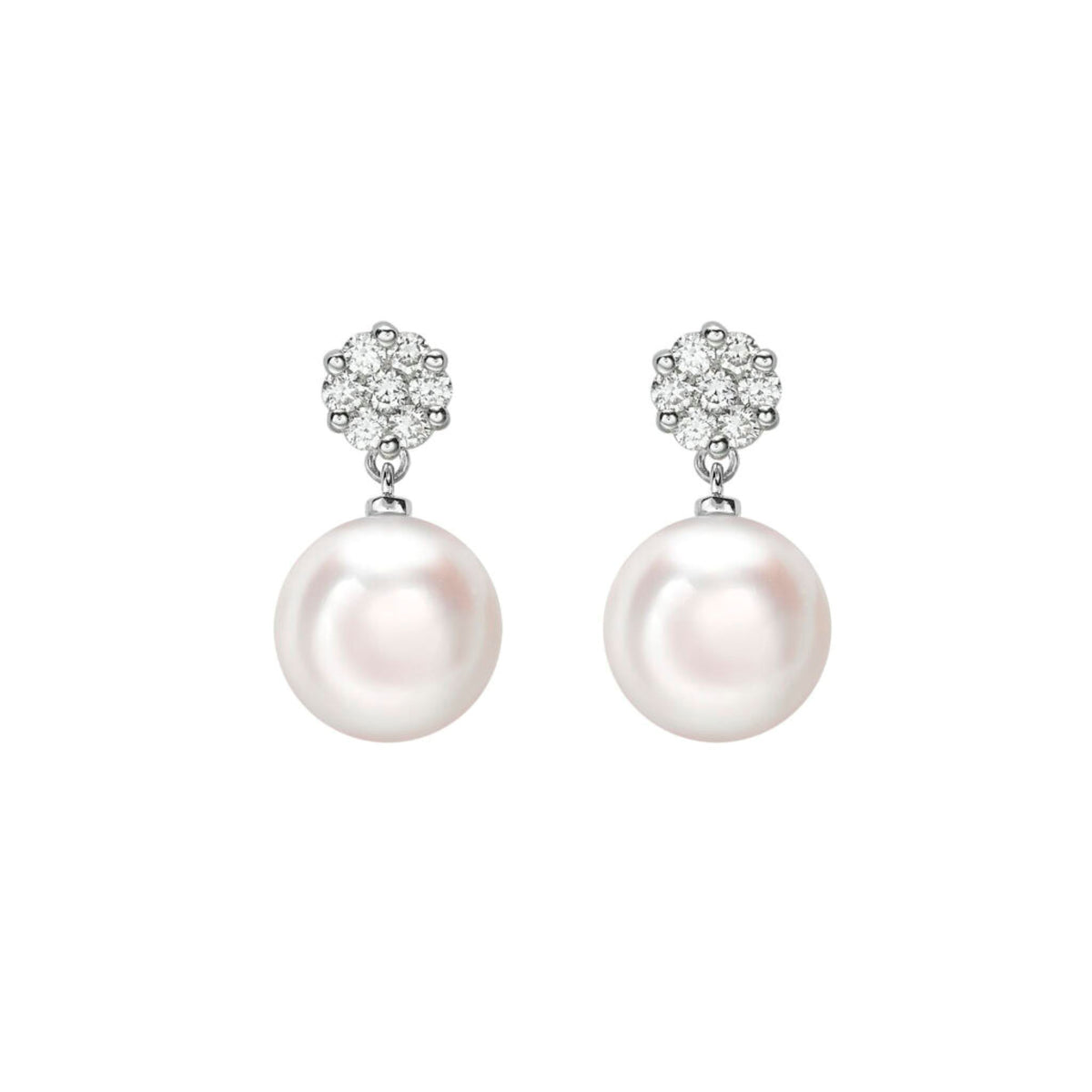 18ct White Gold Akoya Pearl & Detachable Diamond Studs
