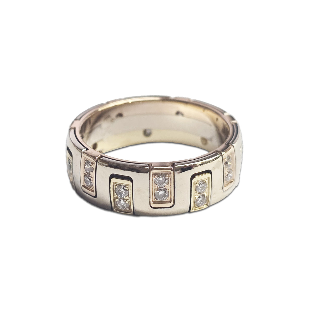 Pre- Owned 18ct Yellow and White Gold Diamond Band